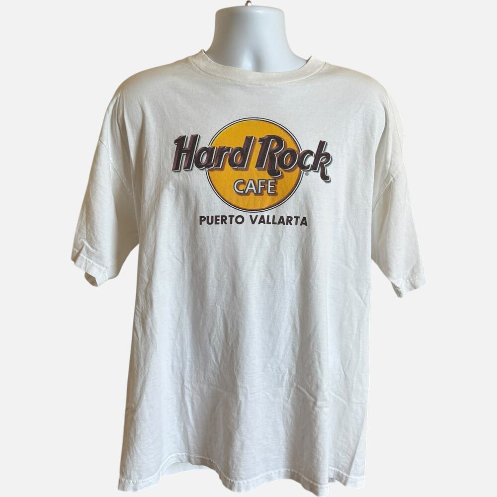 Hard Rock Cafe L Puerto Vallarta Souvenir Graphic Tee White Boxy